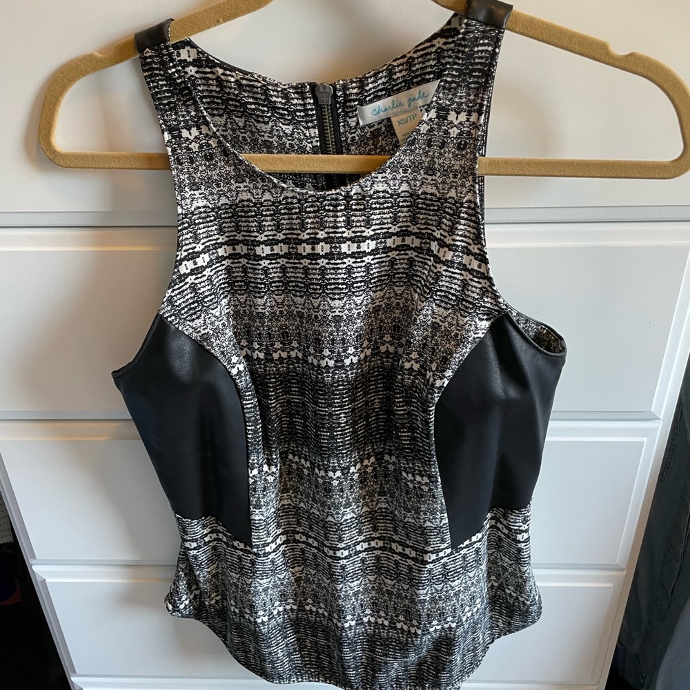Charlie Jade Black Top with Faux Leather